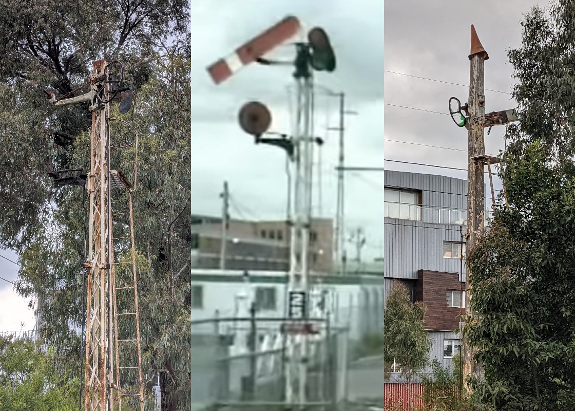 two semaphore signal posts