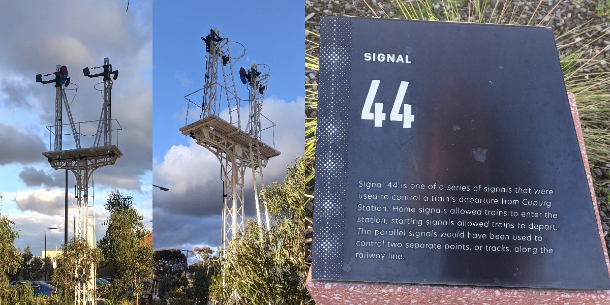 a few photos of semaphore signals and an information sign
